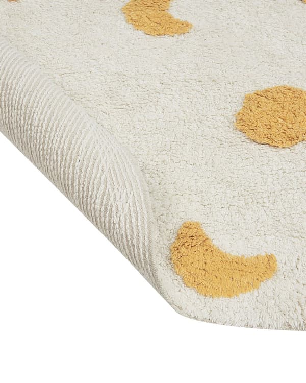 Lys beige og gul bomullsteppe ø 140 cm rundt i boho-stil Stue Barnerom