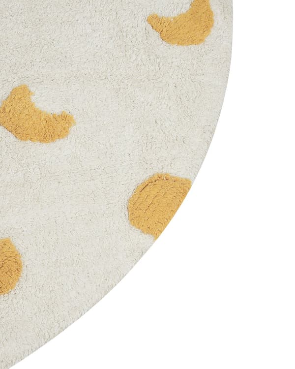 Lys beige og gul bomullsteppe ø 140 cm rundt i boho-stil Stue Barnerom