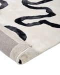 Miniatyrbilde 5 av 6: Hvit og svart viskose- og ullteppe med abstrakt mønster 160 x 230 cm Moderne Glam-stil