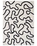 Miniatyrbilde 1 av 6: Hvit og svart viskose- og ullteppe med abstrakt mønster 160 x 230 cm Moderne Glam-stil