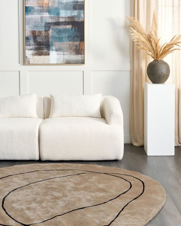 Teppe Beige Viskose ⌀ 200 cm kologisk rund form Akcentteppe