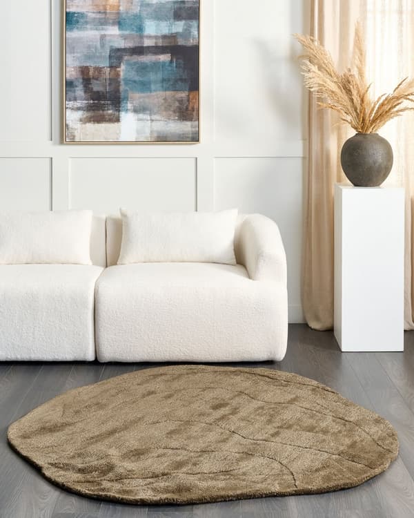 Grønt tæppe i viskose og uld håndtuftede 160 x 160 cm Lav Luv Bomulds bagside Moderne Glamourøs Stil Stue Værelse