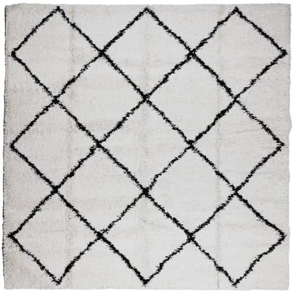 vidaXL Tykt teppe PAMPLONA høy luv moderne krem og svart 120x120 cm