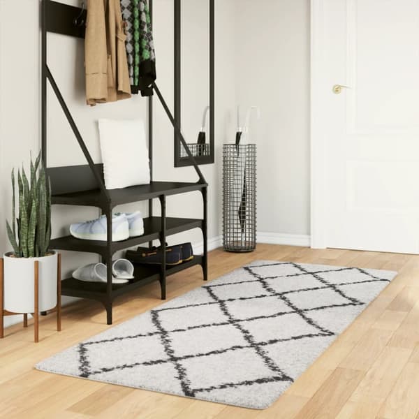 vidaXL Tykt teppe PAMPLONA høy luv moderne krem og svart 80x200 cm