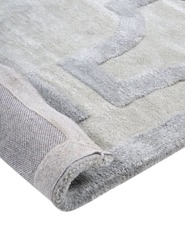 Tæppe i beige og grå viskose 160 x 230 cm Rektangulært formet accent tæppe stue værelse