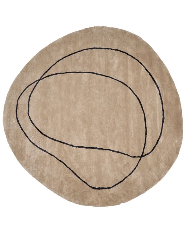 Gulvtæppe Beige Viskose ø 200 cm Løs Rundt Tæppe under Sofabord Vintage Traditionel Fladvævet Viskosetæppe til Soveværelse