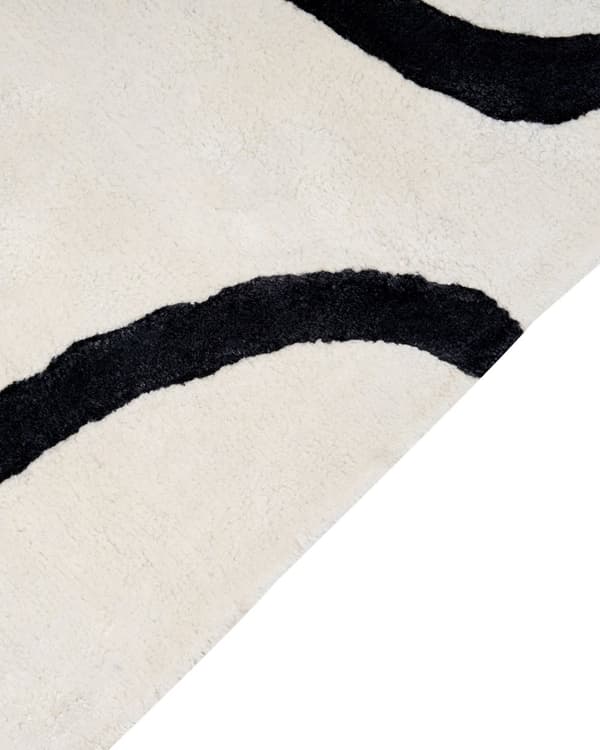 Gulvtæppe Hvid Sort Viskose 160 x 230 cm Løs Tæppe under Sofabord Moderne Fladvævet Viskosetæppe til Soveværelse
