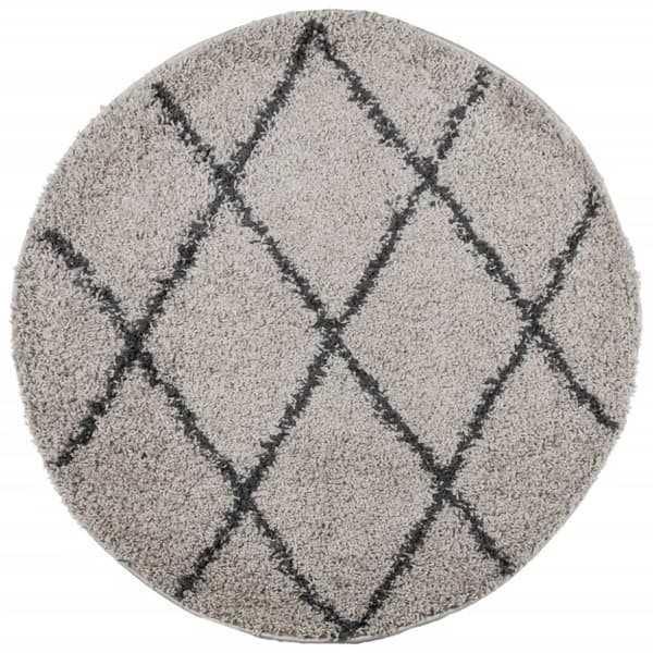 vidaXL Tykt teppe PAMPLONA høy luv moderne beige antrasitt Ø100 cm
