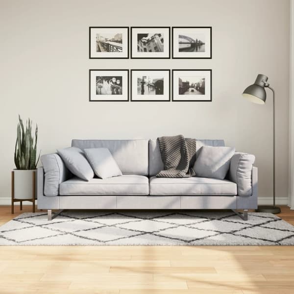 vidaXL shaggy gulvtæppe PAMPLONA 100x200 cm høj luv creme og sort