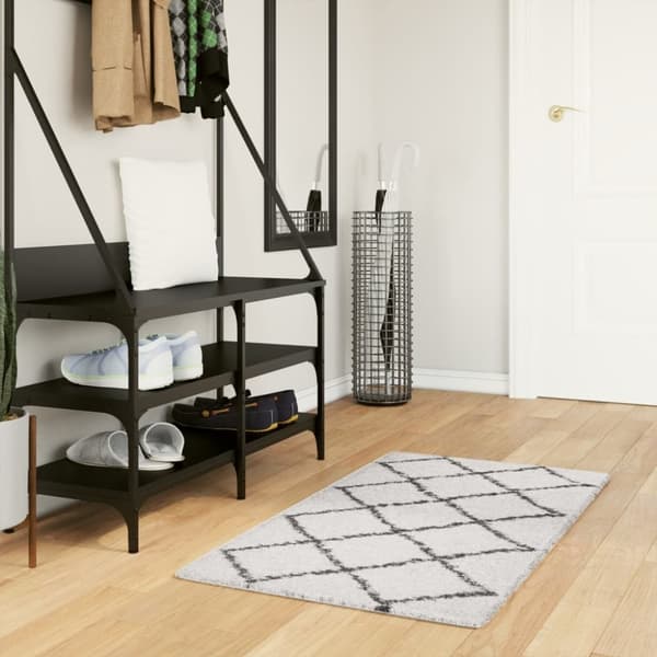 vidaXL Tykt teppe PAMPLONA høy luv moderne krem og svart 60x110 cm
