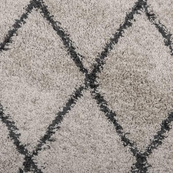 vidaXL Tykt teppe PAMPLONA høy luv moderne beige antrasitt Ø80 cm