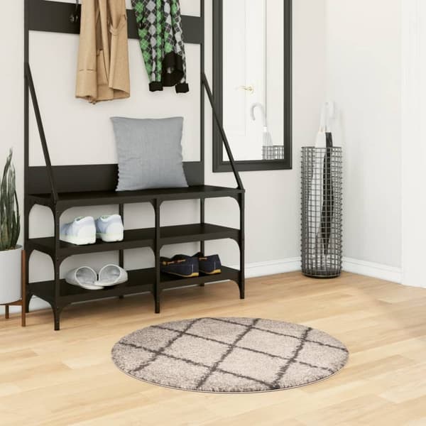 vidaXL Tykt teppe PAMPLONA høy luv moderne beige antrasitt Ø80 cm