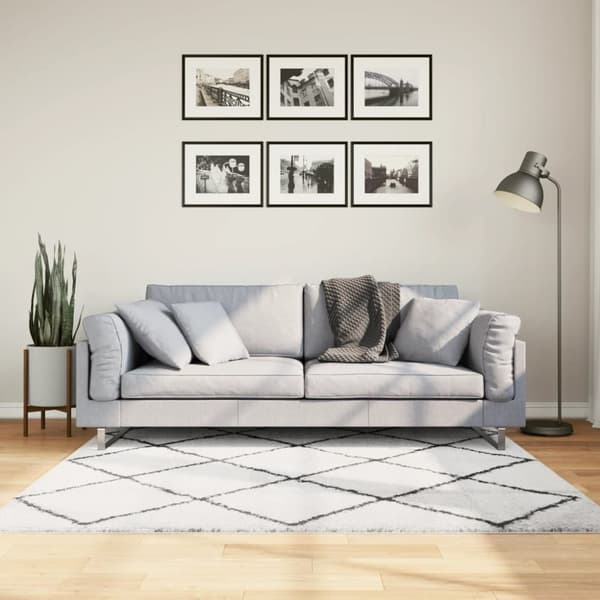 vidaXL Tykt teppe PAMPLONA høy luv moderne krem og svart 160x160 cm