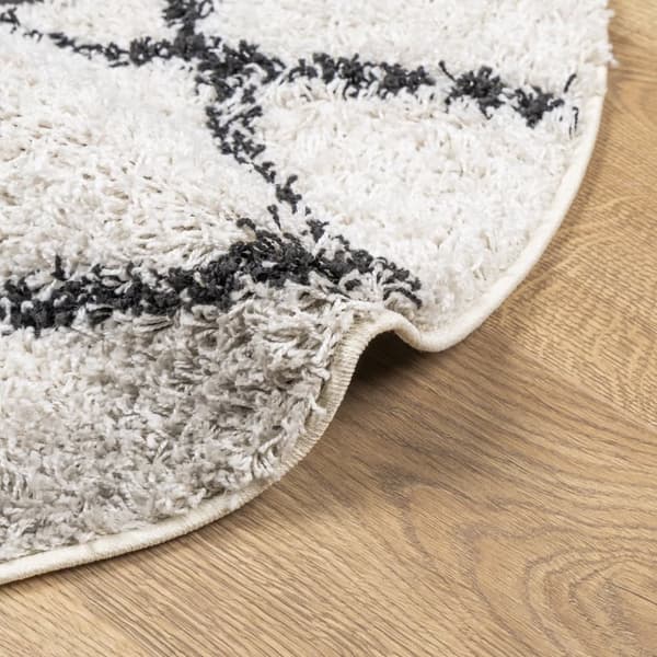 vidaXL Tykt teppe PAMPLONA høy luv moderne krem og svart Ø240 cm