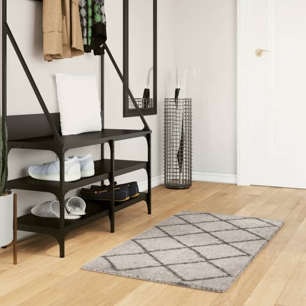 vidaXL Tykt teppe PAMPLONA høy luv moderne beige antrasitt 60x110 cm