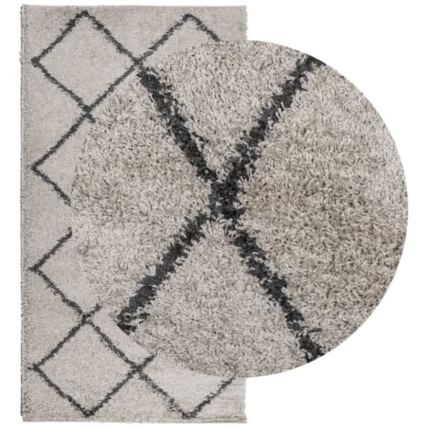 vidaXL Tykt teppe PAMPLONA høy luv moderne beige antrasitt 60x110 cm