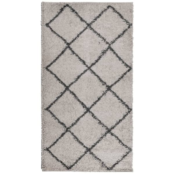 vidaXL shaggy gulvtæppe PAMPLONA 60x110 cm høj luv beige antracitgrå