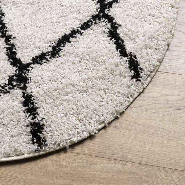 vidaXL Tykt teppe PAMPLONA høy luv moderne krem og svart Ø160 cm