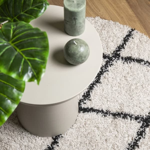 vidaXL Pörrömatto PAMPLONA korkeanukka moderni kerma/musta Ø 160 cm