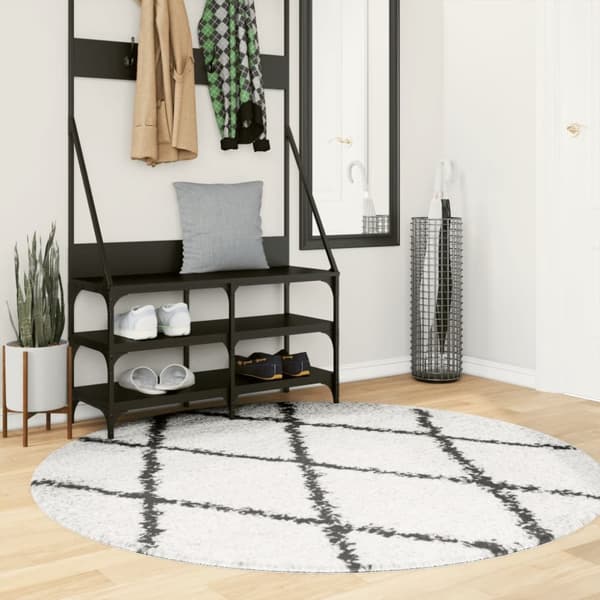 vidaXL Pörrömatto PAMPLONA korkeanukka moderni kerma/musta Ø 160 cm
