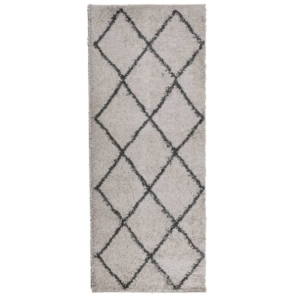 vidaXL Tykt teppe PAMPLONA høy luv moderne beige antrasitt 80x200 cm