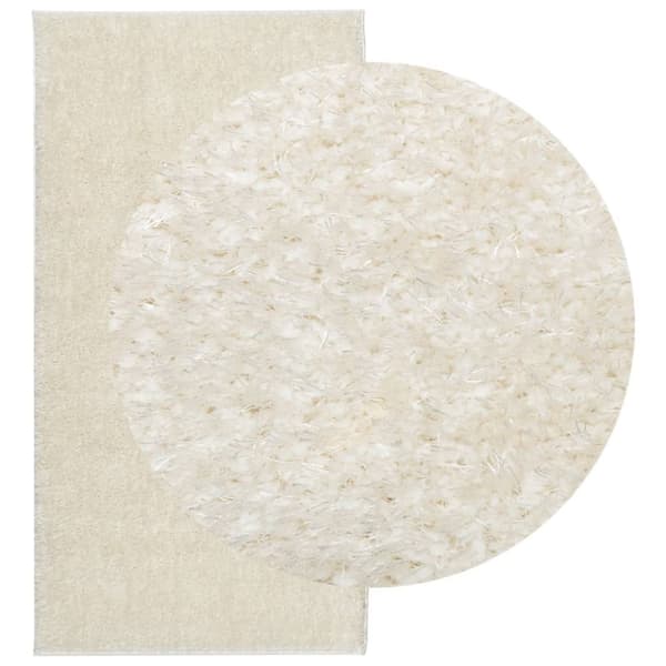 vidaXL Teppe ISTAN med lang luv skinnende utseende kremhvit 80x150 cm