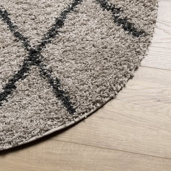 vidaXL Ryamatta PAMPLONA lång lugg modern beige & antracit Ø 240 cm