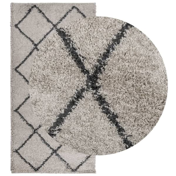 vidaXL Tykt teppe PAMPLONA høy luv moderne beige antrasitt 100x200 cm