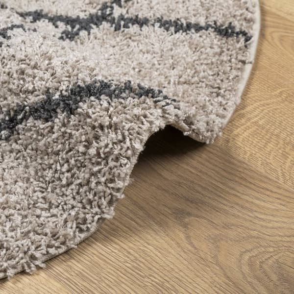 vidaXL Tykt teppe PAMPLONA høy luv moderne beige antrasitt Ø160 cm