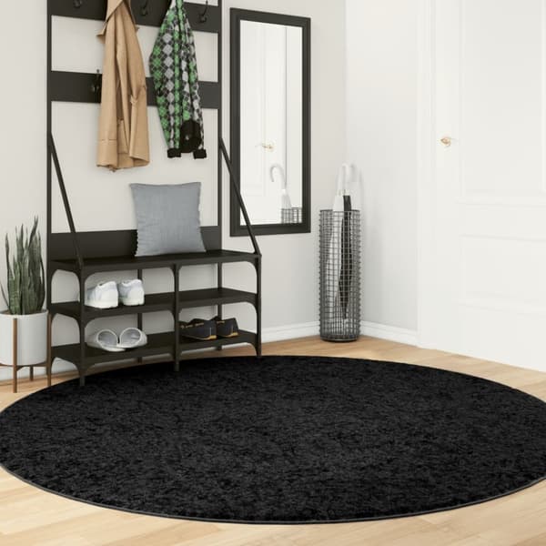 vidaXL Teppe OVIEDO kort luv svart Ø 200 cm