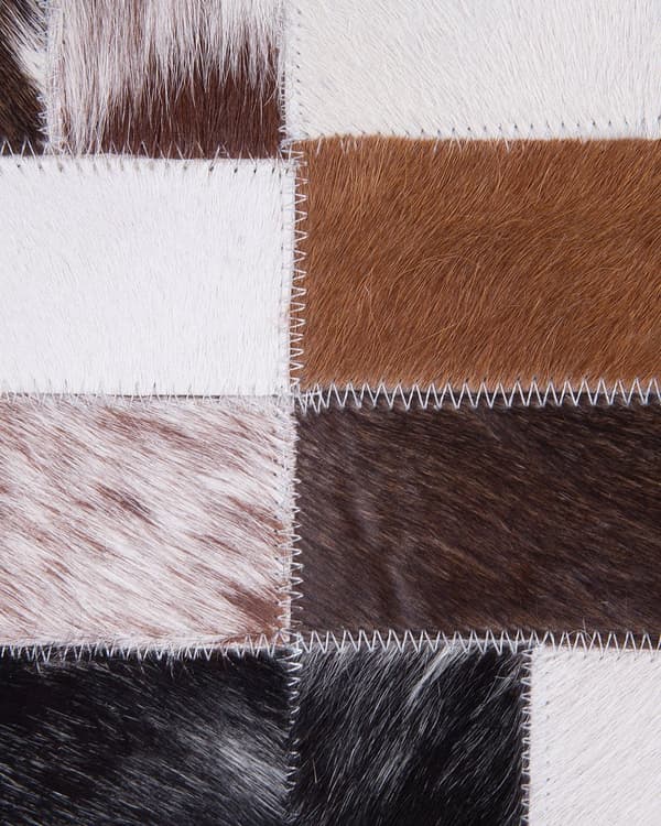 Tæppe Brun og Beige Læder 80 x 150 cm Geometrisk Mønster Patchwork Håndlavet Moderne Stil