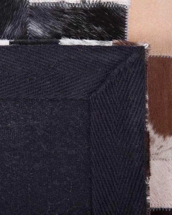 Tæppe Brun og Beige Læder 80 x 150 cm Geometrisk Mønster Patchwork Håndlavet Moderne Stil