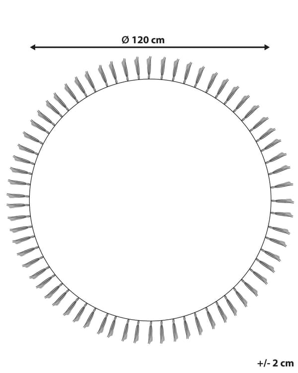 Matto beige puuvilla ⌀ 120 cm pyöreä käsintehty tuftattu kissakuvio tupsuilla lastenhuone boho tyyli