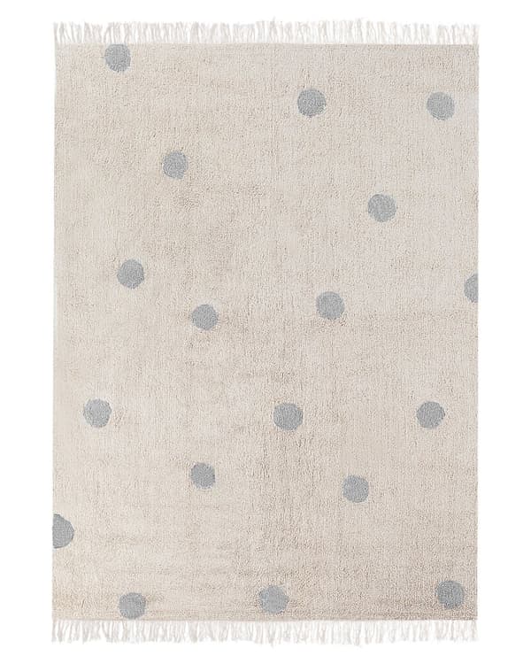 Matto beige/harmaa 140 x 200 cm puuvilla pilkkukuvio lastenhuone lyhyt nukka