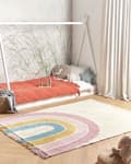 Pikkukuva 2 / 6: Matto beige/monivärinen 140 x 200 cm puuvilla sateenkari lastenhuone lyhyt nukka