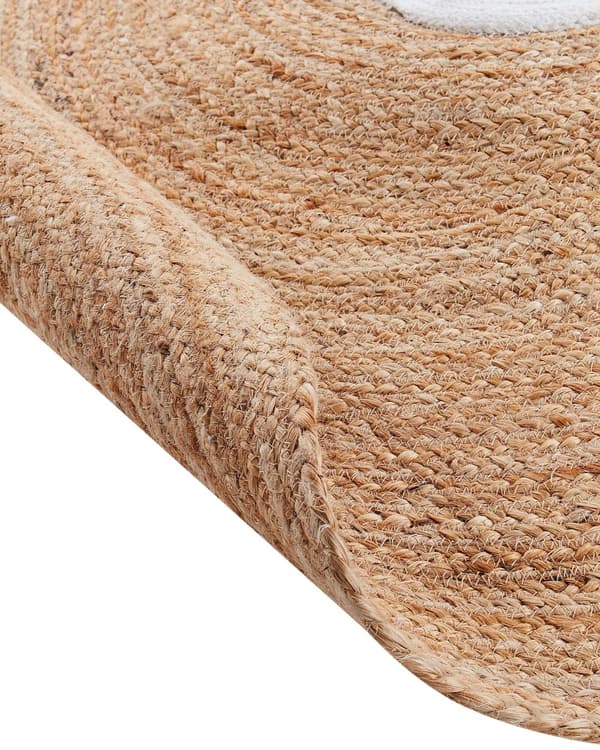 Gulvteppe Beige Jute ø 120 cm Rund form Bjørnemotiv Bohemsk stil Tekstiler Dekor Barnerom