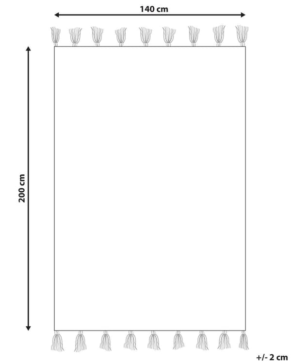 Abstrakt mønster i beige og grønn bomull 140 x 200 cm med lav luv og dusker til lekerom for barn