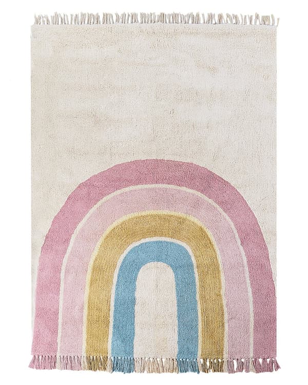 Gulvteppe Flerfarget Bomull 140 x 200 cm Teppe med lav luv for lekerom for barn