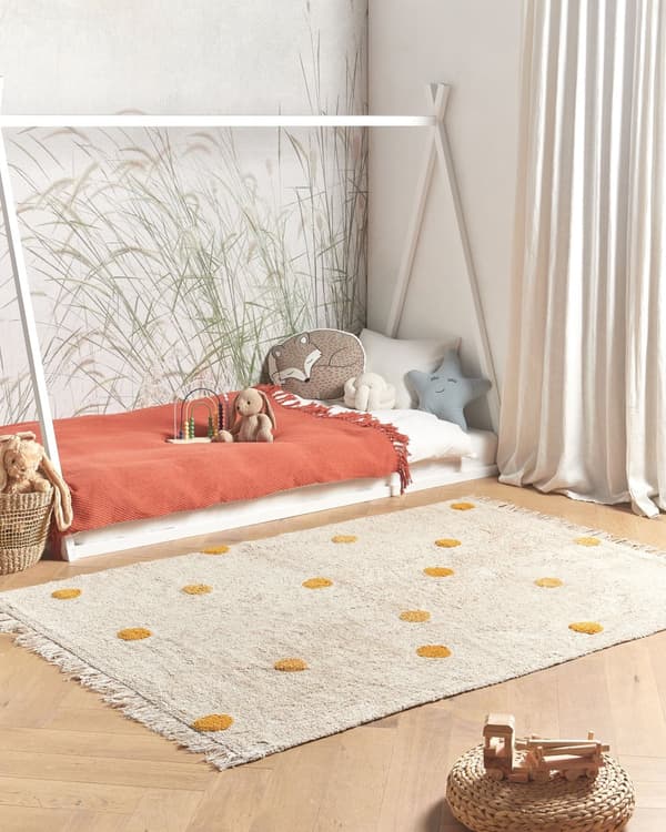 Gulvteppe Flerfarget Bomull 140 x 200 cm Teppe med lav luv for lekerom for barn