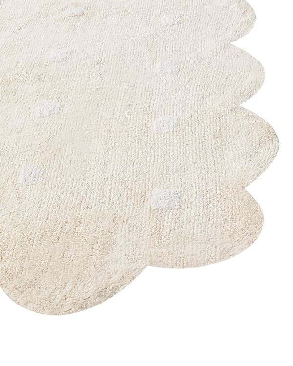 Gulvteppe Beige Bomull 140 x 200 cm Prikkete mønster Bohemsk stil Tekstiler Dekor Barnerom