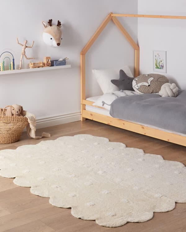 Gulvteppe Beige Bomull 140 x 200 cm Prikkete mønster Bohemsk stil Tekstiler Dekor Barnerom