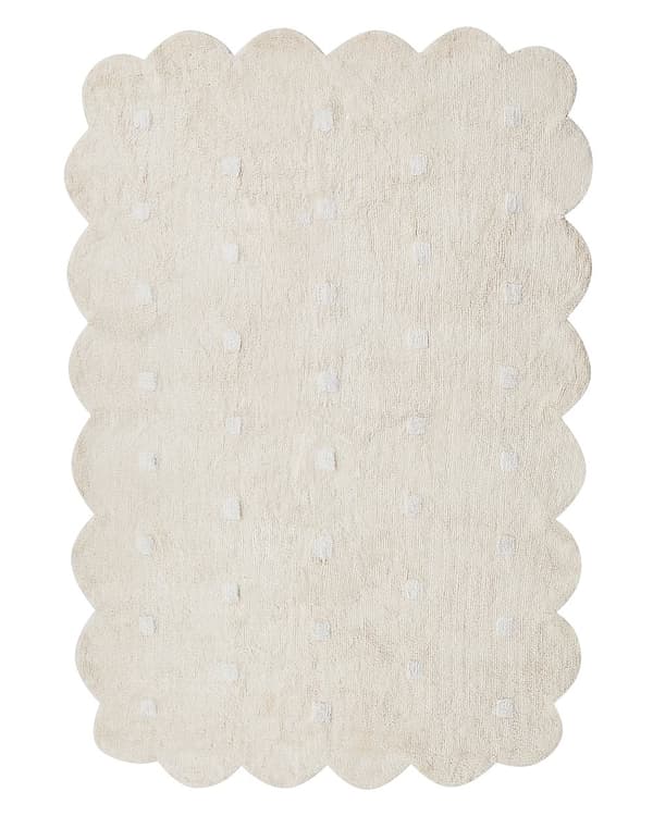 Gulvteppe Beige Bomull 140 x 200 cm Prikkete mønster Bohemsk stil Tekstiler Dekor Barnerom