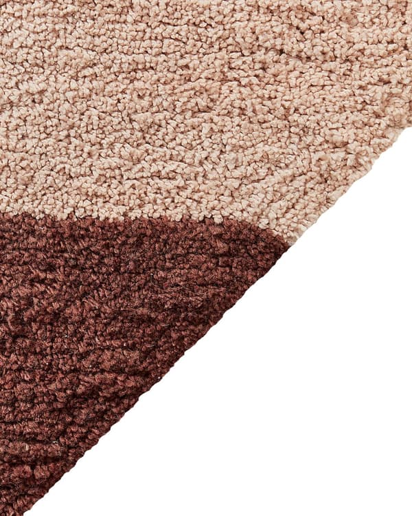 Gulvteppe Beige Brun Bomull 140 x 200 cm Stripete mønster Frynser Bohemsk stil Tekstiler Dekor Stue