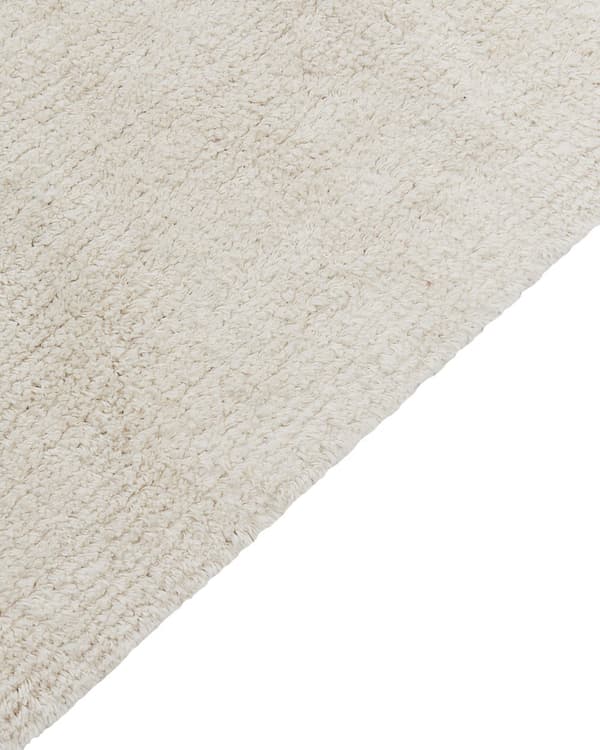 Teppe med bamsemønster i beige bomull 140 x 200 cm med lav luv og dusker til lekerommet for barn