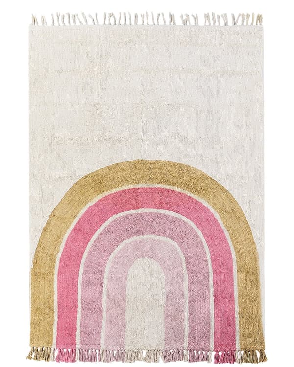 Gulvteppe Flerfarget Bomull 140 x 200 cm Teppe med lav luv for lekerom for barn