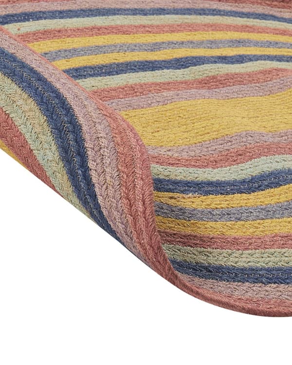Børnetæppe Flerefarvet Jute 70 x 100 cm Oval Håndvævet Boho-stil Stue Soveværelse Børnehave