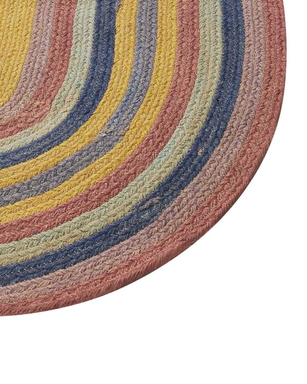Børnetæppe Flerefarvet Jute 70 x 100 cm Oval Håndvævet Boho-stil Stue Soveværelse Børnehave