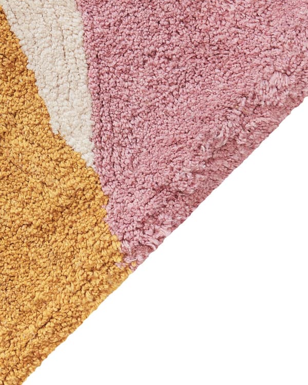 Tæppe pink flerfarvet bomuld 140 x 200 cm kortærmet rektangulære frynser stue soveværelse