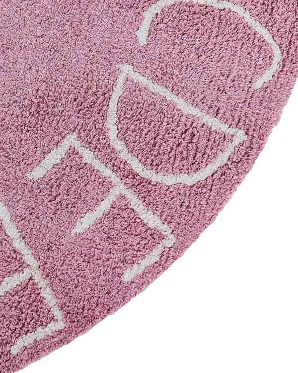 Matto vaaleanpunainen ⌀ 120 cm puuvilla pyöreä lasten kirjaimilla käsintehty moderni