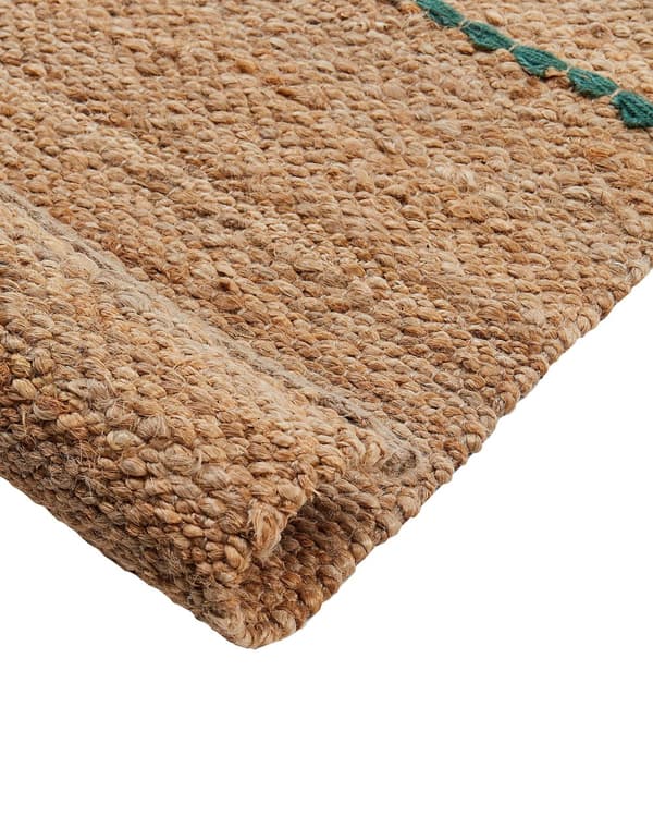 Matto beige 70 x 200 cm juutti raidallinen käytävälle lasten hapsut käsintehty boho